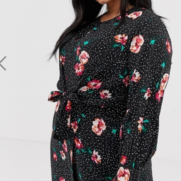 NWT Asos knot front asymmetric wrap floral dress - Picture 3 of 4